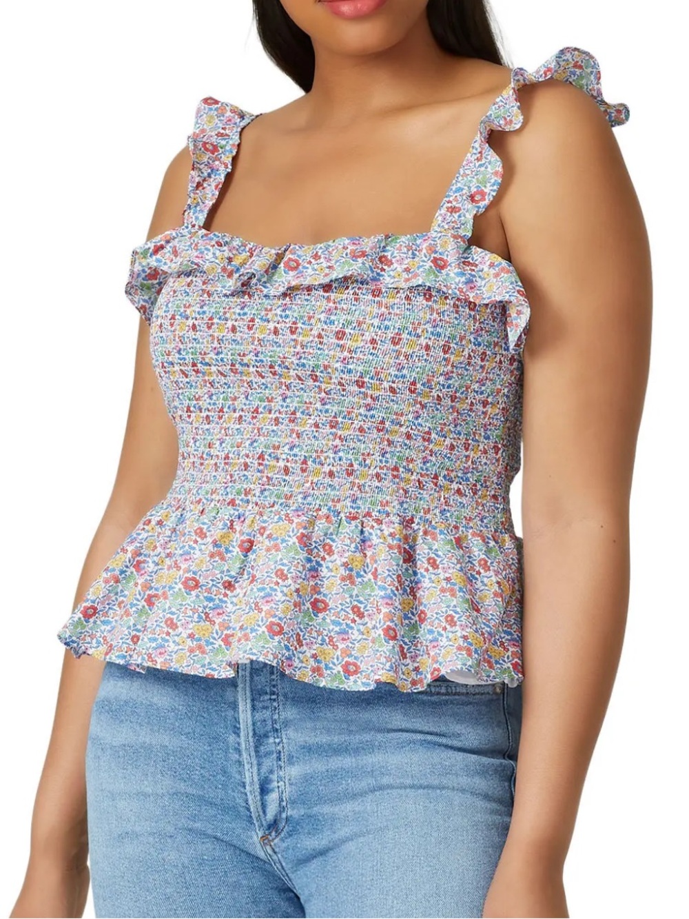 J. Crew Floral Smocked Ruffle Tank - Picture 10 of 12